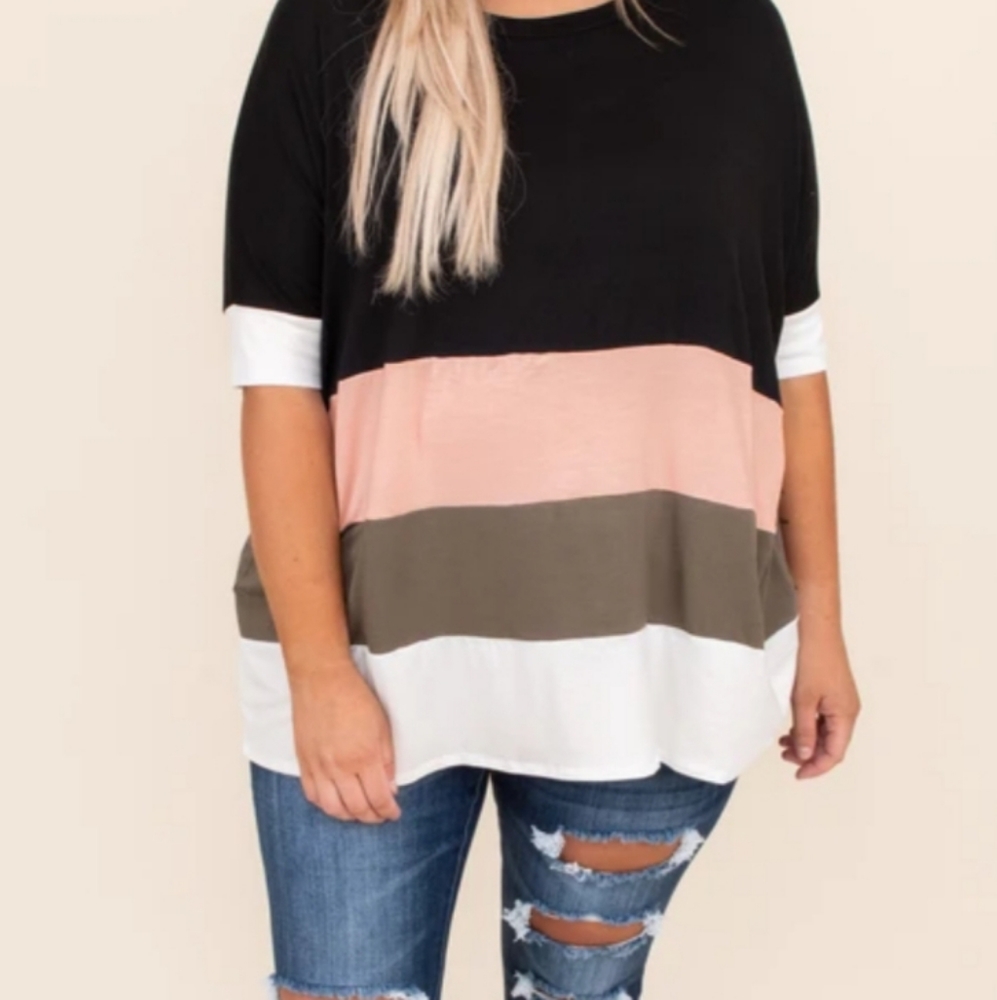 Black, Pink, Taupe Top